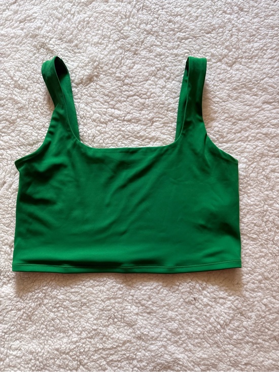 Express Tops - Express Green Square-Neck Crop Tank